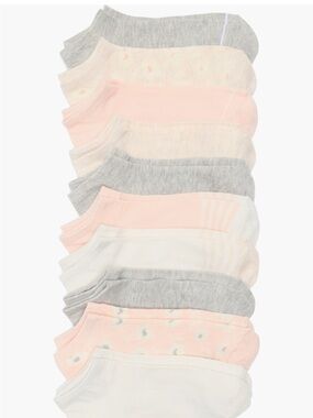 Vince Camuto Peach-Pink Floral No-Show Socks with Gray Accents